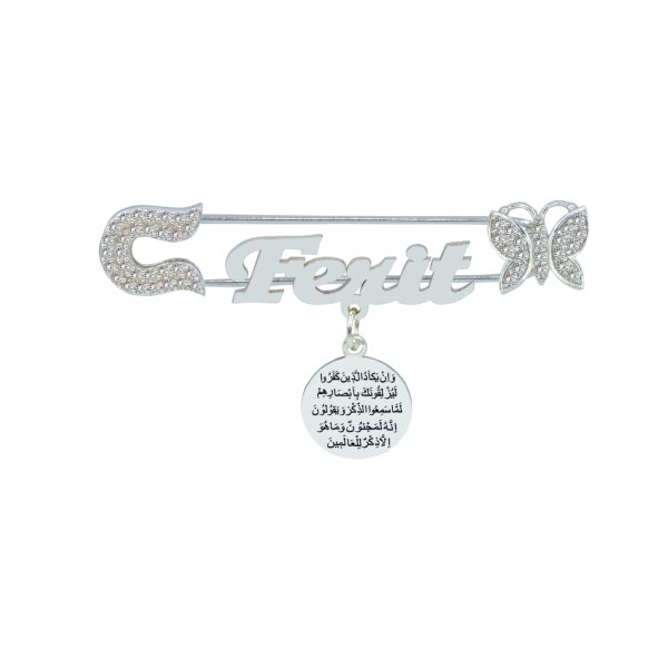 Gümüş Nazar Dualı İsimli Bebek Çatal İğnesi