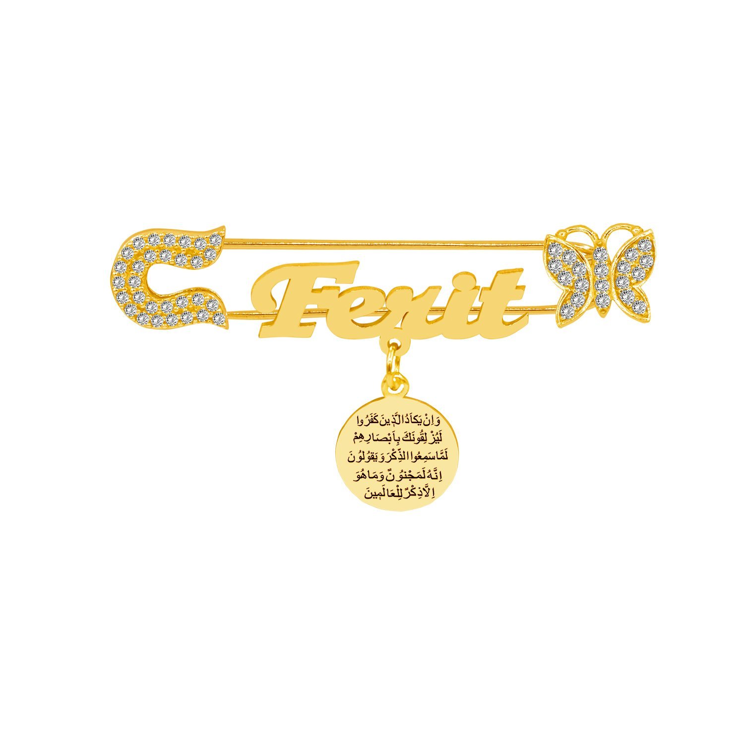 Gümüş Nazar Dualı İsimli Bebek Çatal İğnesi