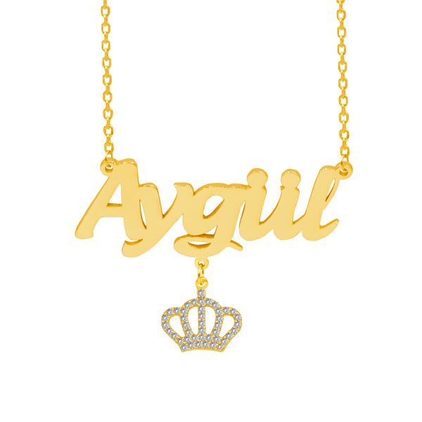 Gümüş Taçlı Sallantı İsimli Kolye