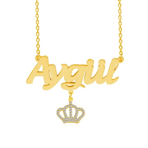 Gümüş Taçlı Sallantı İsimli Kolye