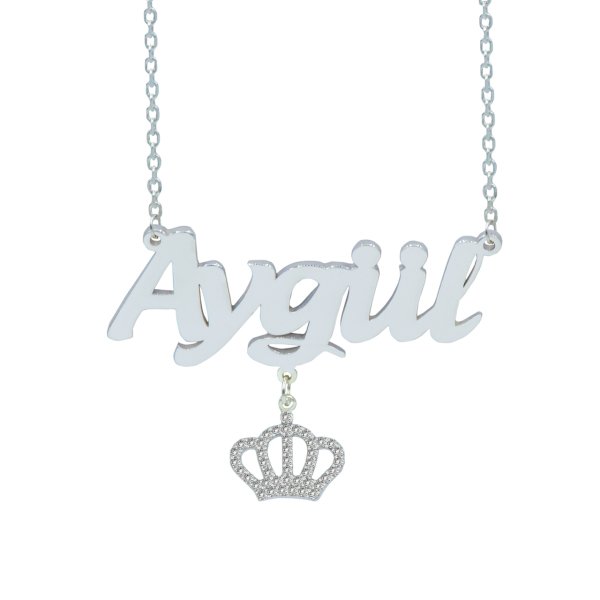 Gümüş Taçlı Sallantı İsimli Kolye