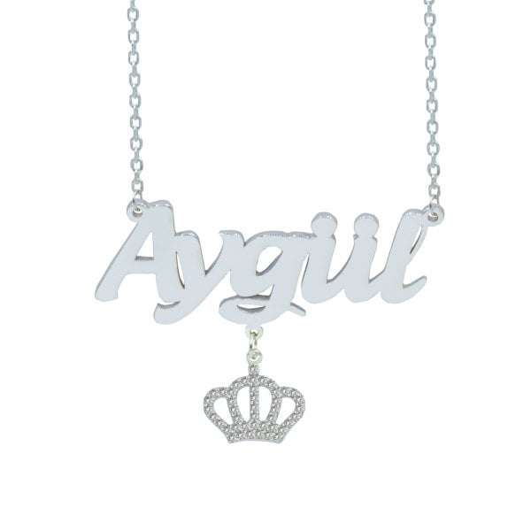 Gümüş Taçlı Sallantı İsimli Kolye