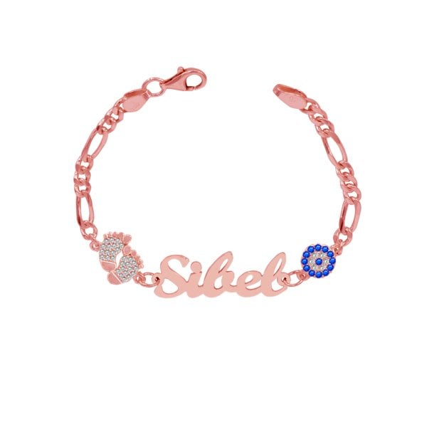 Gümüş Kelebek Patikli İsimli Çocuk Bileklik