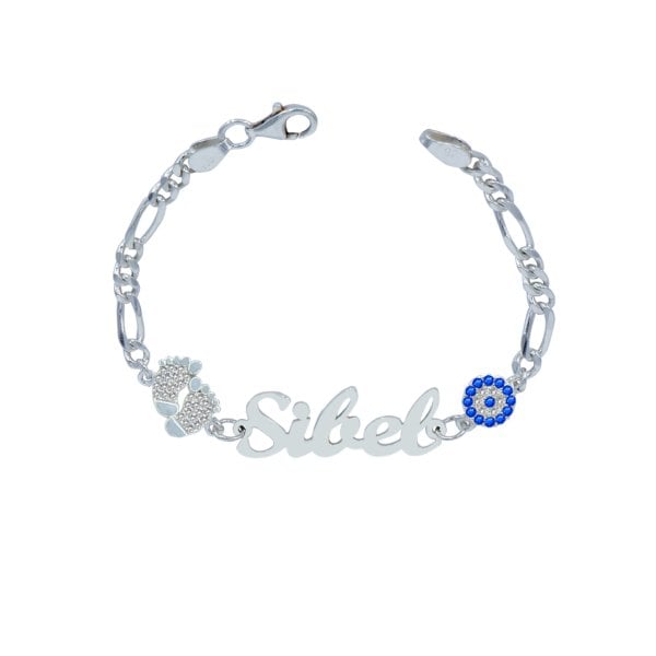 Gümüş Kelebek Patikli İsimli Çocuk Bileklik