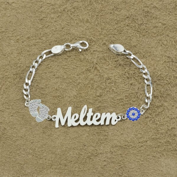 Gümüş Kelebek Patikli İsimli Çocuk Bileklik