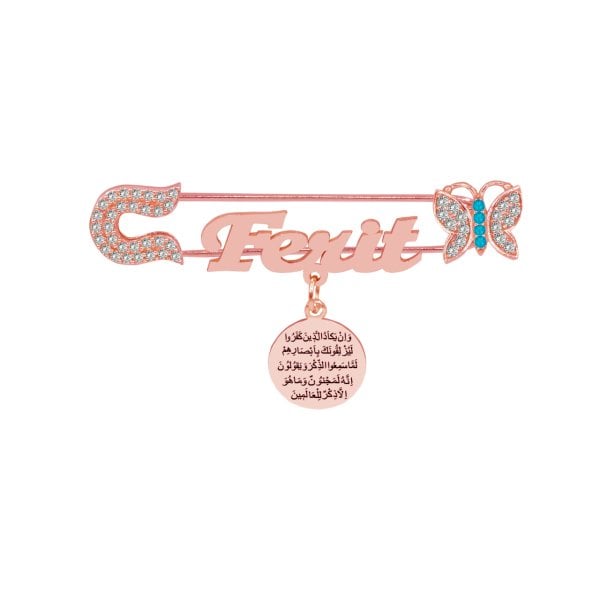 Gümüş Kelebekli İsimli Bebek Nazar İğne