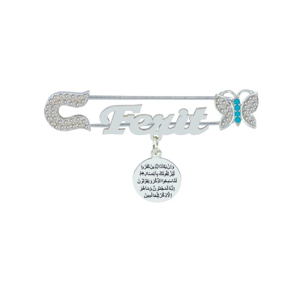 Gümüş Kelebekli İsimli Bebek Nazar İğne