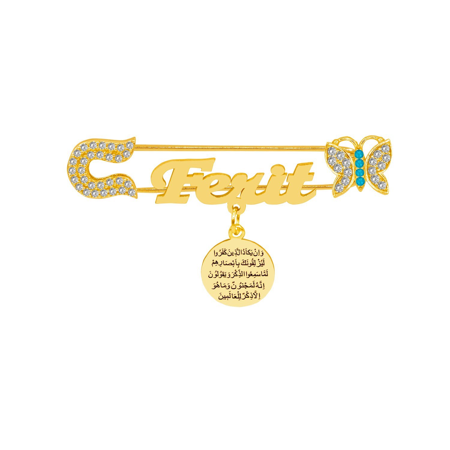 Gümüş Kelebekli İsimli Bebek Nazar İğne