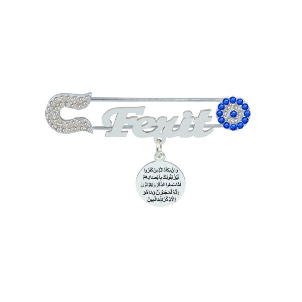 Gümüş Nazar Boncuklu İsimli Bebek İğnesi