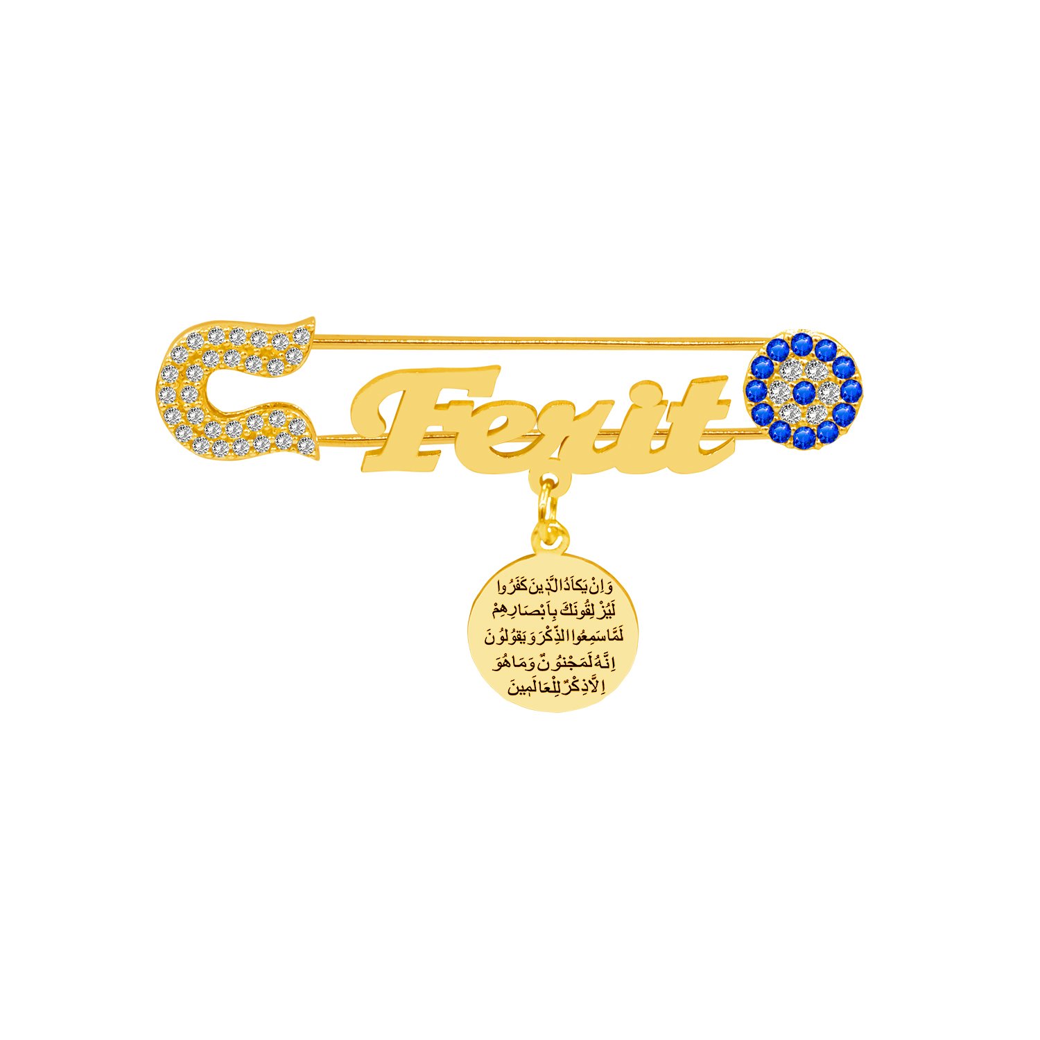 Gümüş Nazar Boncuklu İsimli Bebek İğnesi