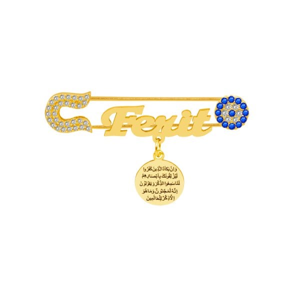 Gümüş Nazar Boncuklu İsimli Bebek İğnesi