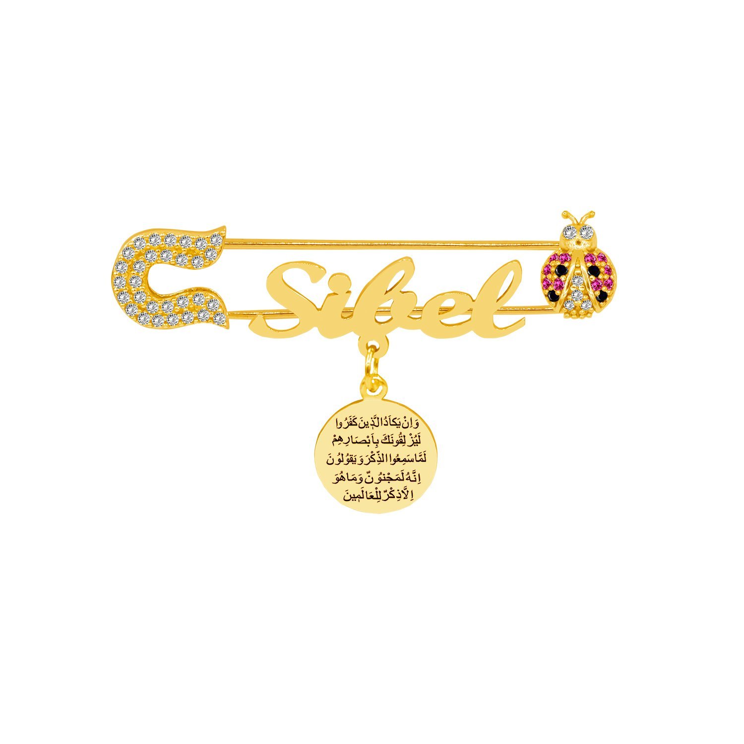 Gümüş Dualı Uğur Böceği İsimli Bebek İğne