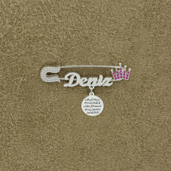 Gümüş Nazar Dualı İsimli Bebek Çatal İğnesi