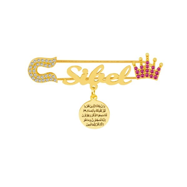 Gümüş Nazar Dualı İsimli Bebek Çatal İğnesi