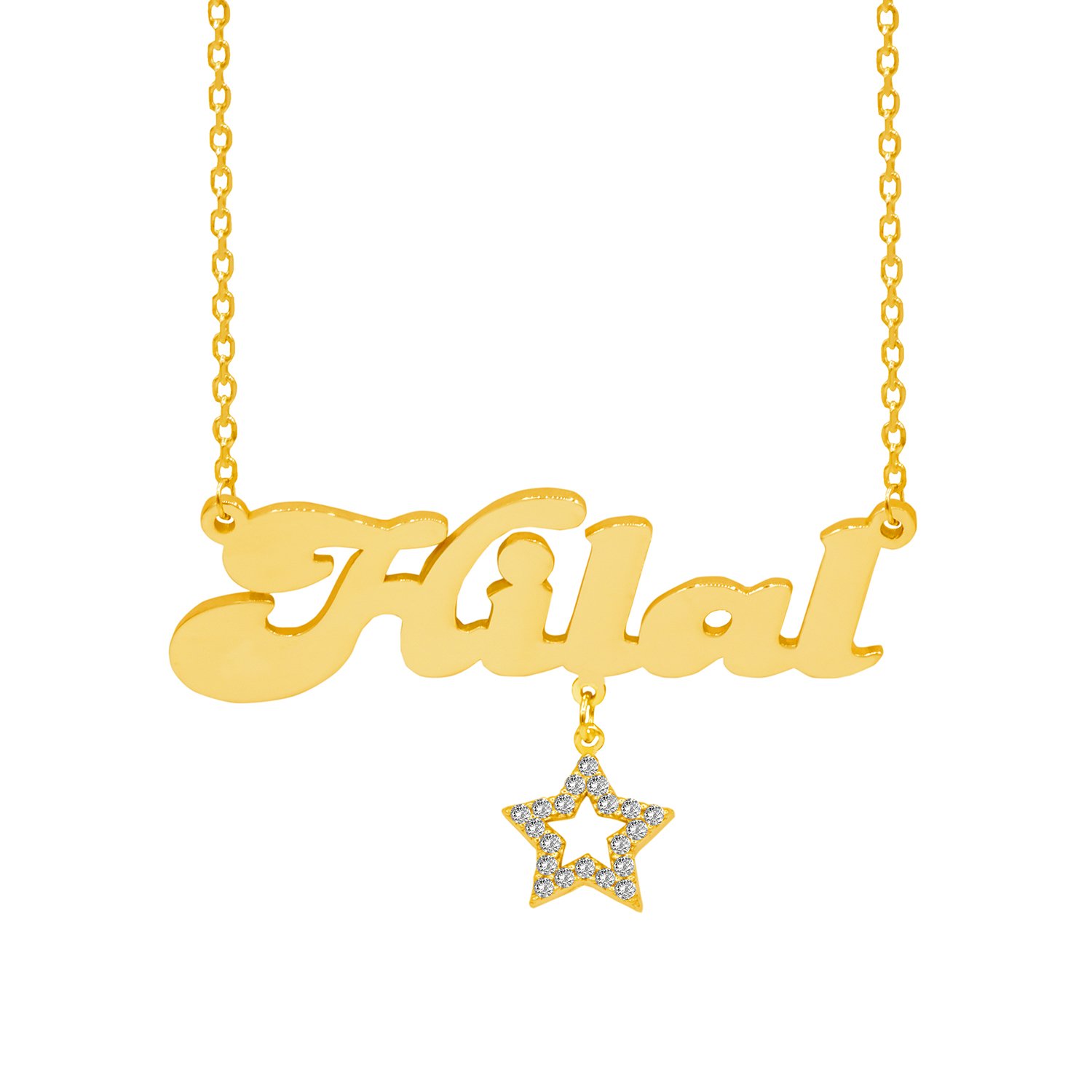 Gümüş Yıldız Sallantılı İsimli Kolye