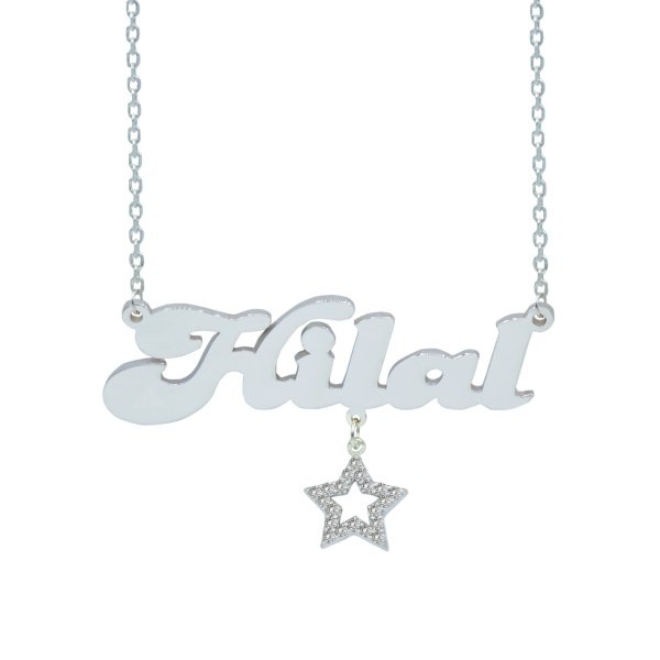 Gümüş Yıldız Sallantılı İsimli Kolye