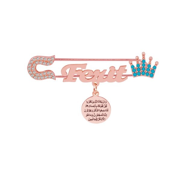 Gümüş Taçlı İsimli Bebek Nazar İğnesi