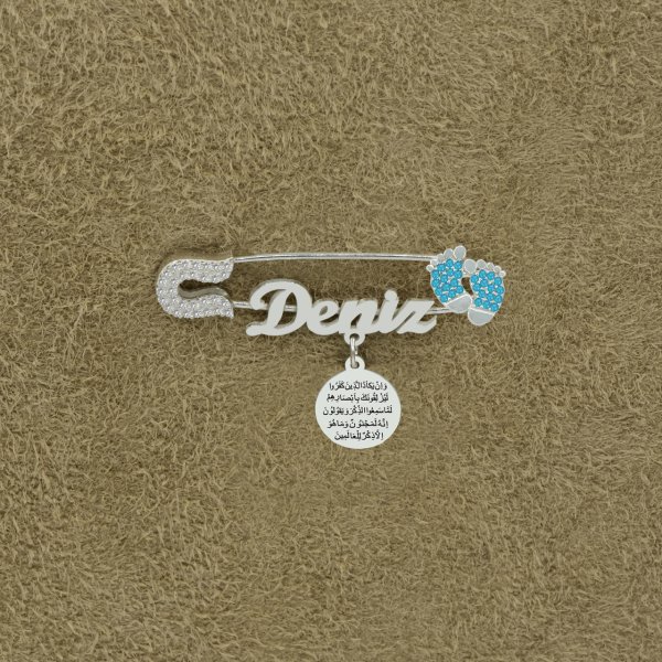 Gümüş Patikli İsimli Bebek Nazar İğnesi