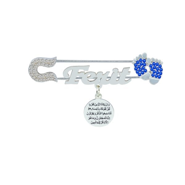 Gümüş Patikli İsimli Bebek Yaka İğnesi