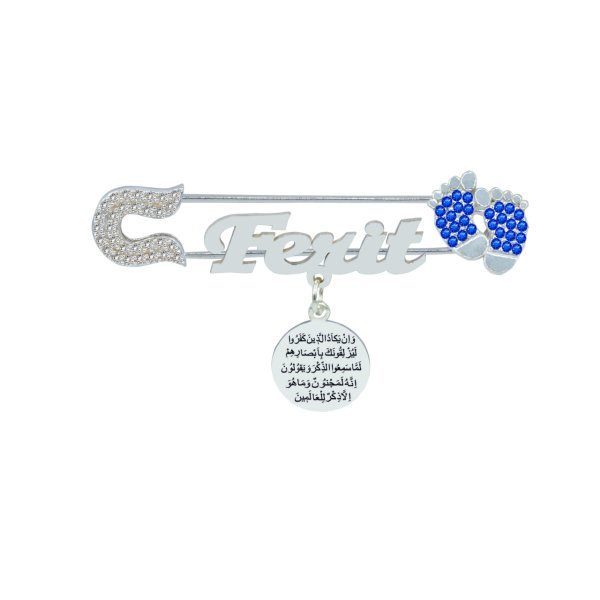 Gümüş Patikli İsimli Bebek Yaka İğnesi