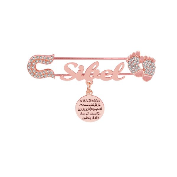 Gümüş Patikli İsimli Bebek Çatal İğnesi