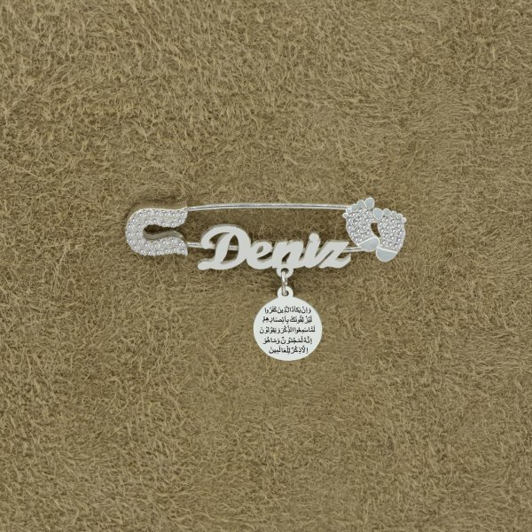 Gümüş Patikli İsimli Bebek Çatal İğnesi