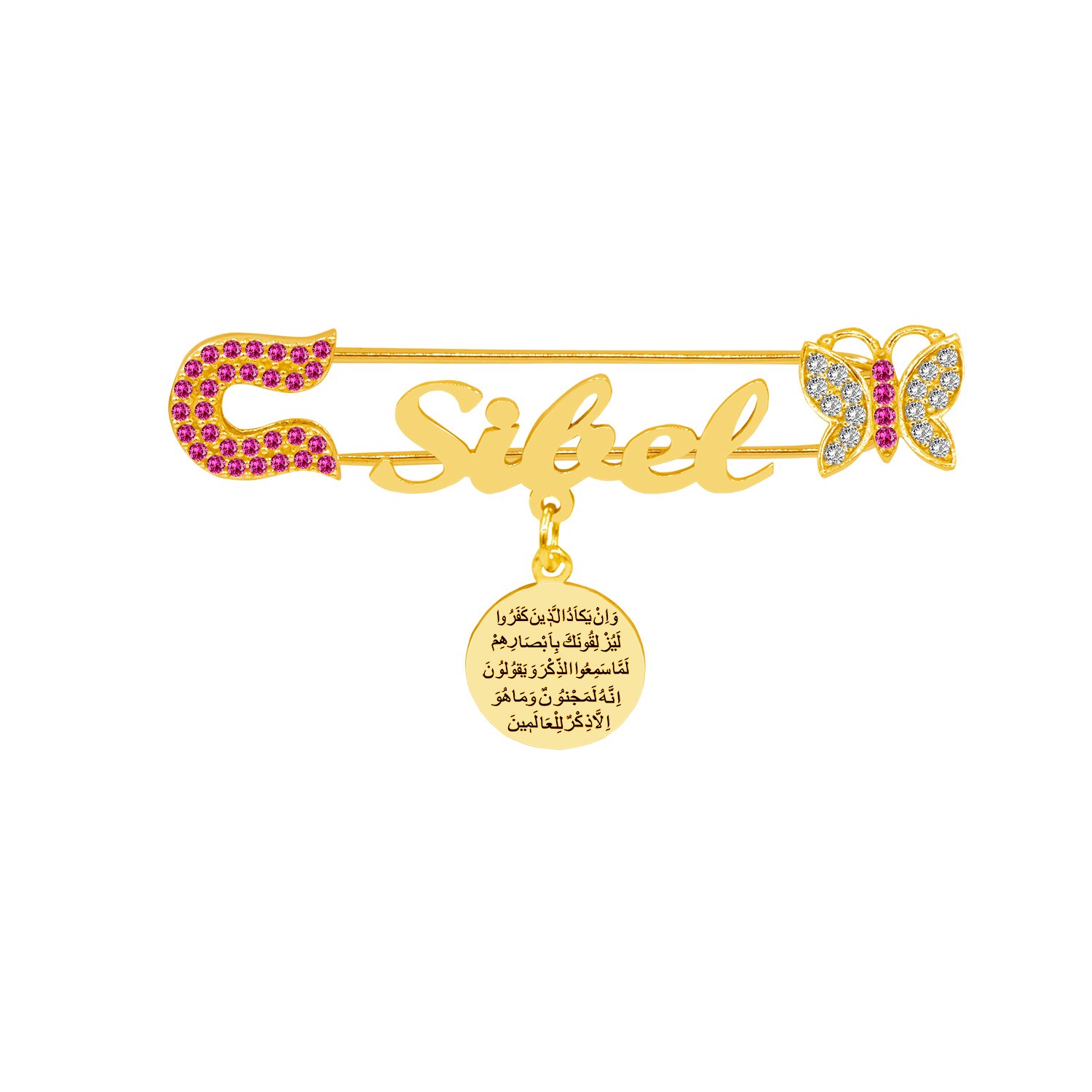 Gümüş Kelebekli İsimli Bebek Nazar İğnesi