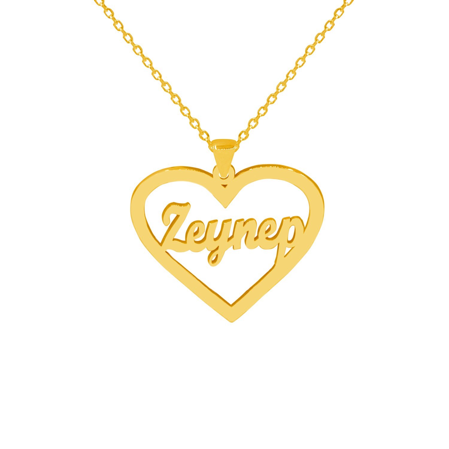 Gümüş Özel Tasarım Kalpli Tek İsimli Kolye