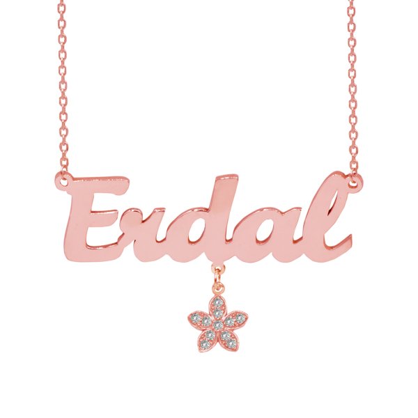 Gümüş Taşlı Papatya Sallantılı İsimli Kolye