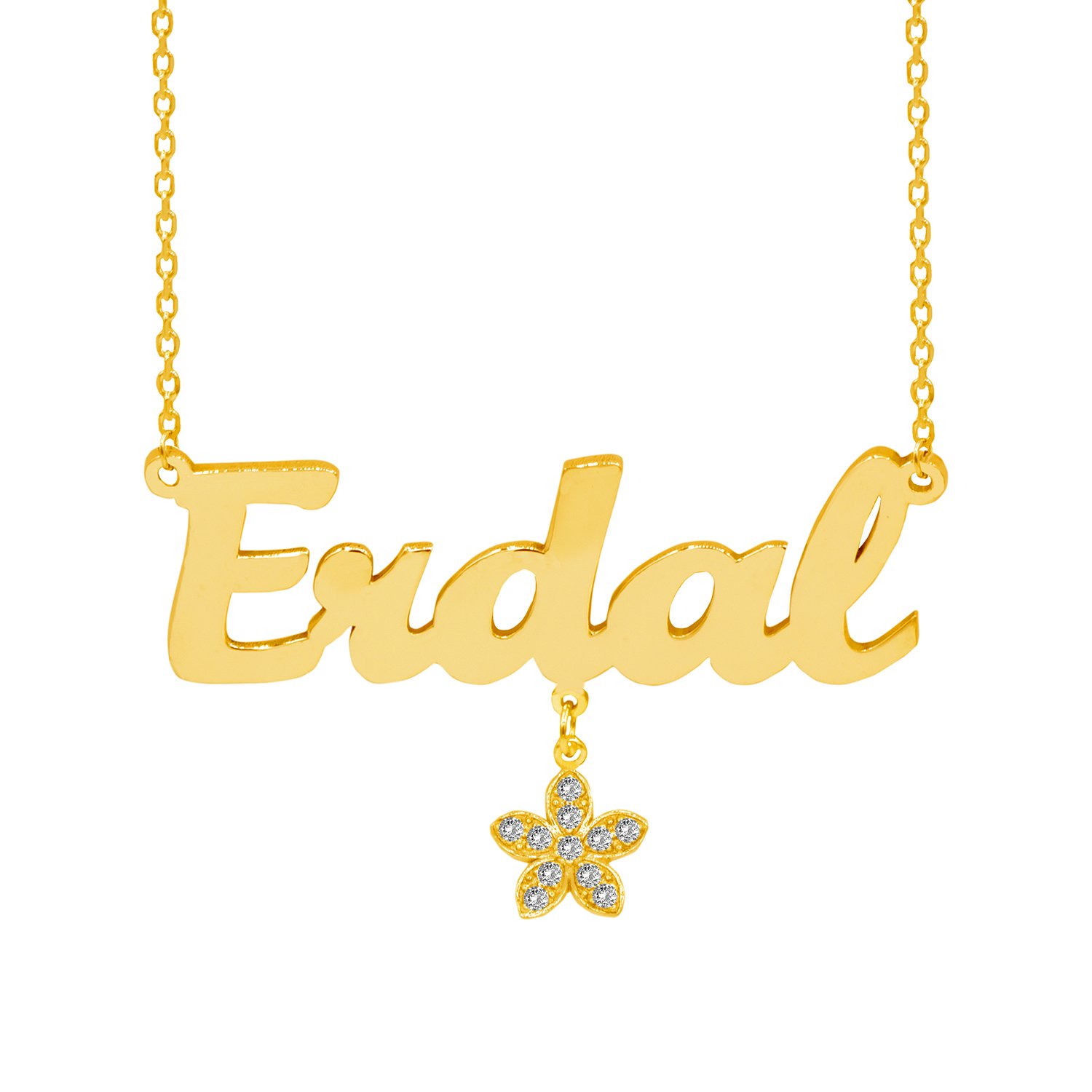 Gümüş Taşlı Papatya Sallantılı İsimli Kolye