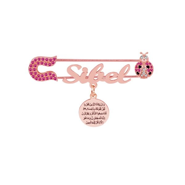 Gümüş Uğur Böcekli İsimli Bebek Nazar İğne