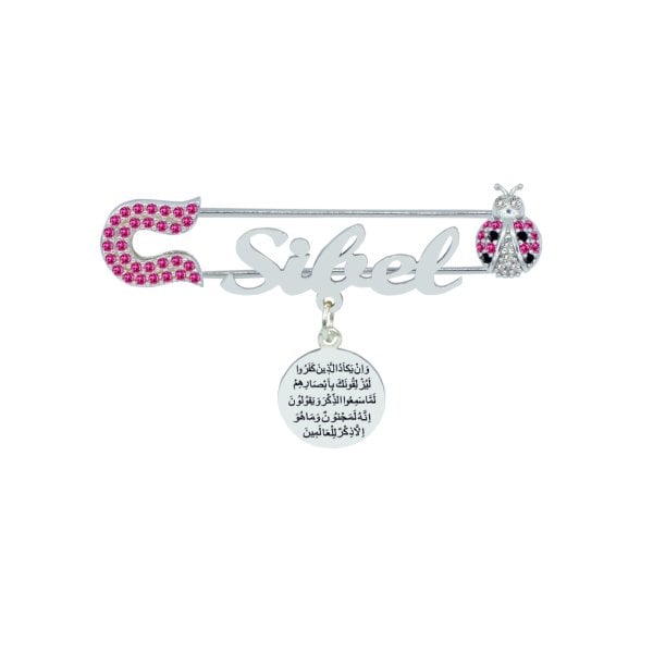 Gümüş Uğur Böcekli İsimli Bebek Nazar İğne