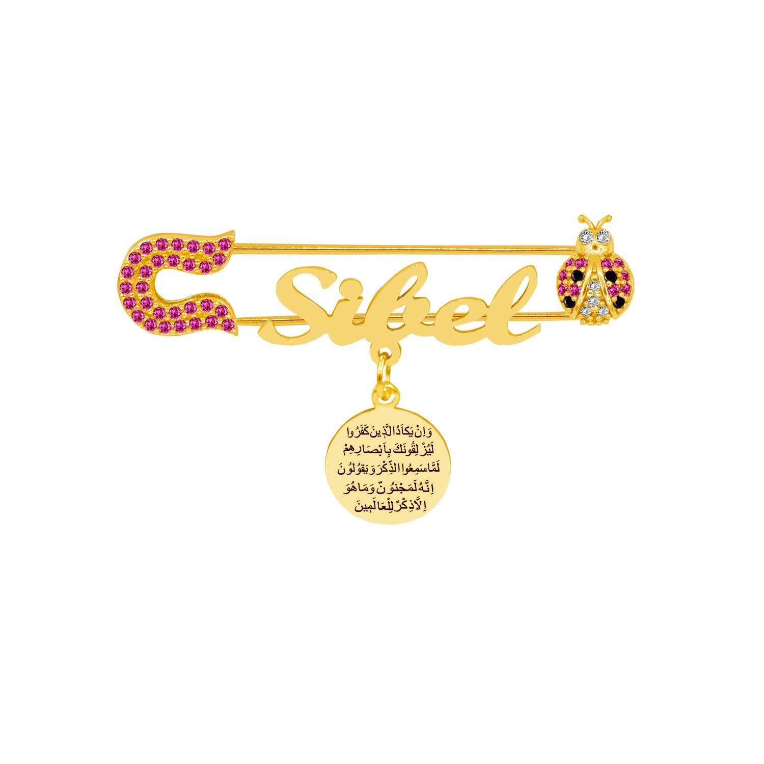 Gümüş Uğur Böcekli İsimli Bebek Nazar İğne