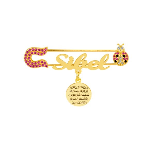 Gümüş Uğur Böcekli İsimli Bebek Nazar İğne