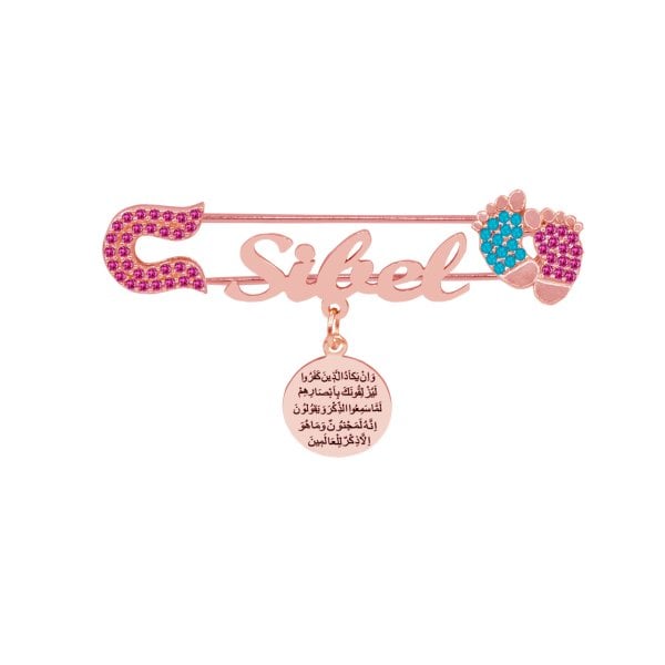 Gümüş Nazar Duası Patikli İsimli Bebek İğnesi