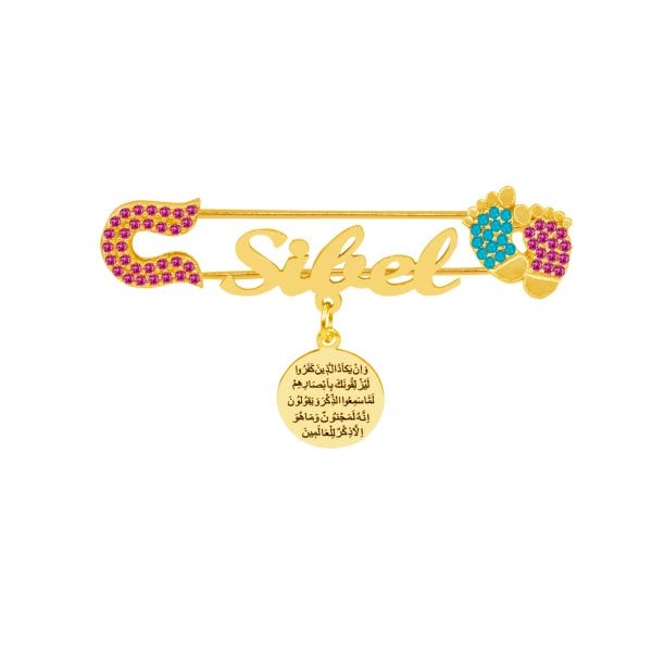 Gümüş Nazar Duası Patikli İsimli Bebek İğnesi