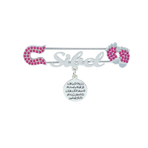 Gümüş Nazar Dualı İsimli Bebek Yaka İğnesi