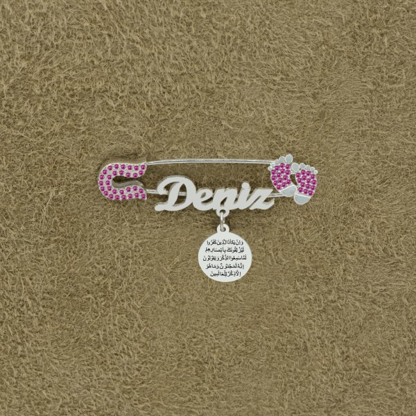 Gümüş Nazar Dualı İsimli Bebek Yaka İğnesi