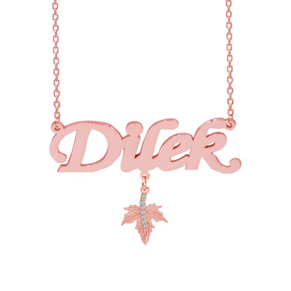 Gümüş Yaprak Sallantılı İsimli Kolye