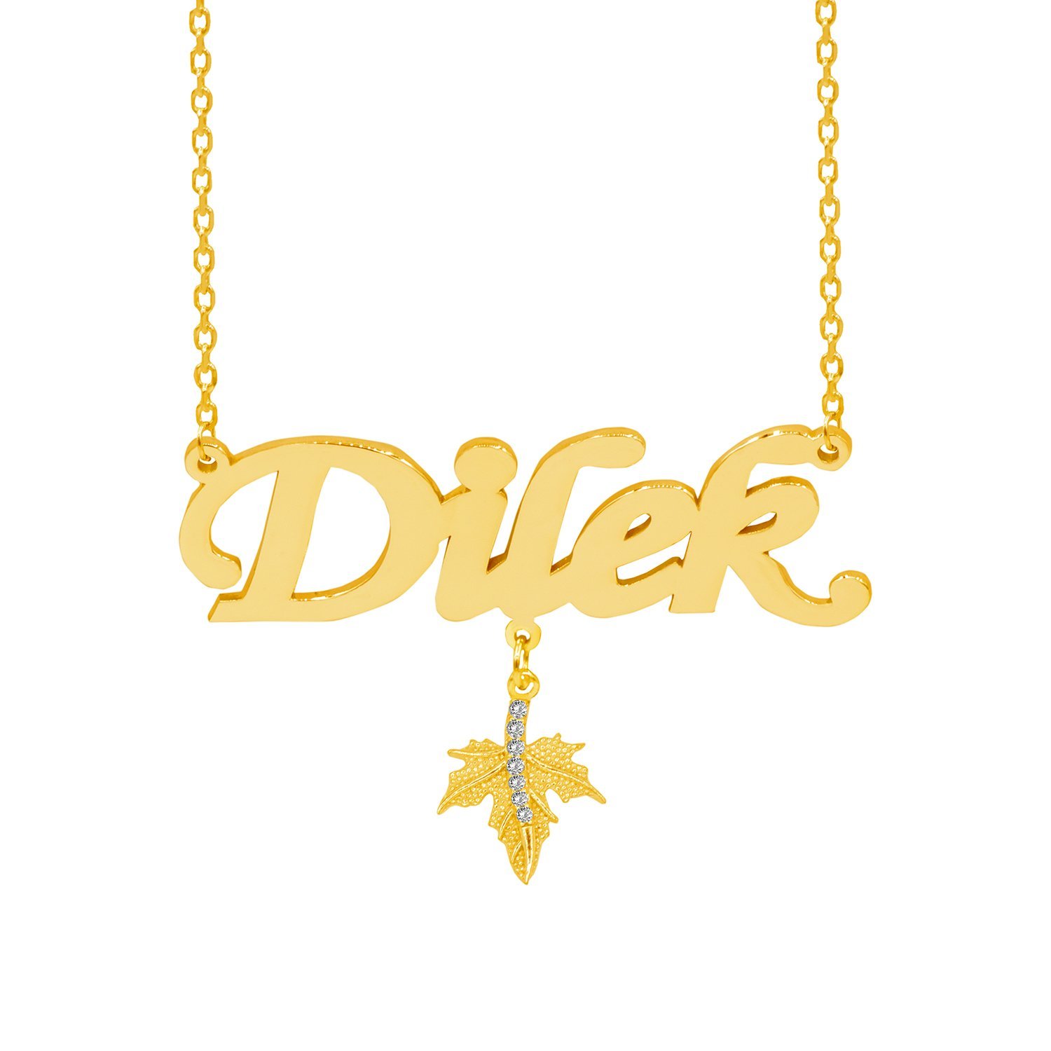 Gümüş Yaprak Sallantılı İsimli Kolye