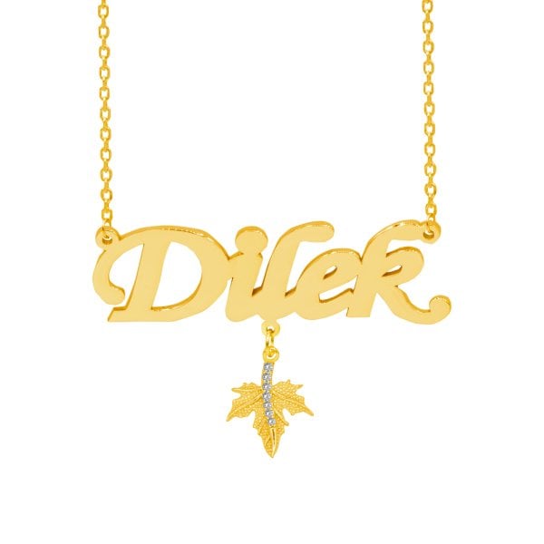 Gümüş Yaprak Sallantılı İsimli Kolye