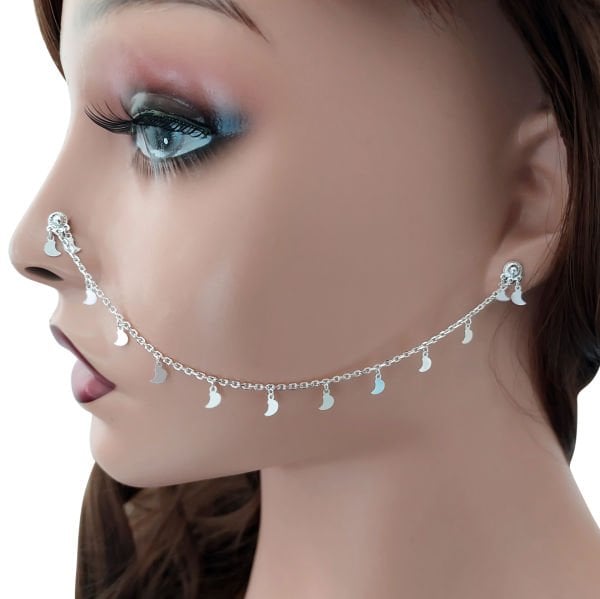 Gümüş Burundan Kulağa Hızma Küpe