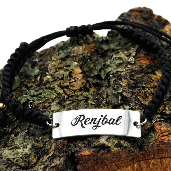 Gümüş İsimli Plaka Makrome İpli Bileklik