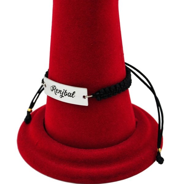 Gümüş İsimli Plaka Makrome İpli Bileklik