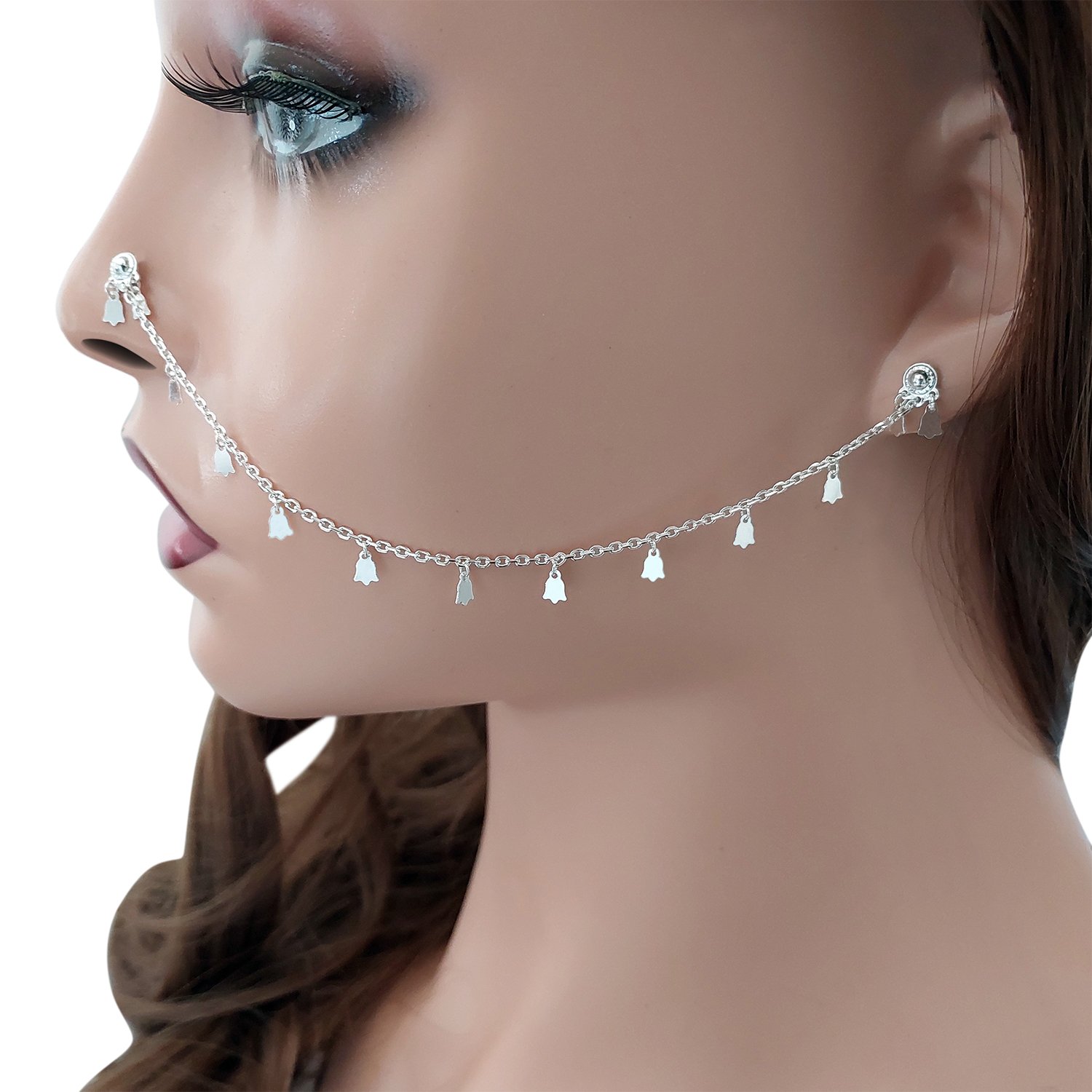 Gümüş Kulaktan Buruna Küpe Hızma