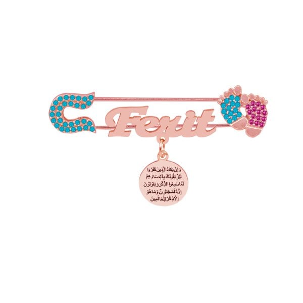 Gümüş Patikli Nazar Dualı İsimli Bebek İğnesi