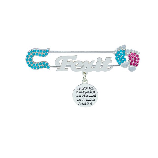 Gümüş Patikli Nazar Dualı İsimli Bebek İğnesi