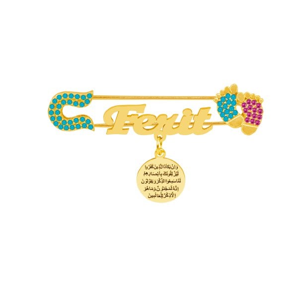 Gümüş Patikli Nazar Dualı İsimli Bebek İğnesi