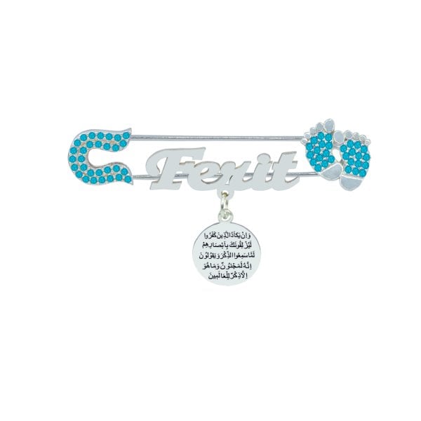 Gümüş Nazar Dualı İsimli Bebek Çengelli İğne