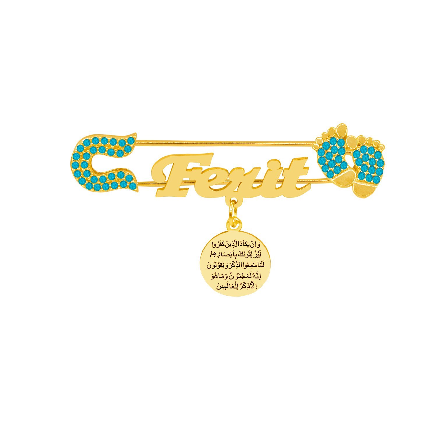 Gümüş Nazar Dualı İsimli Bebek Çengelli İğne